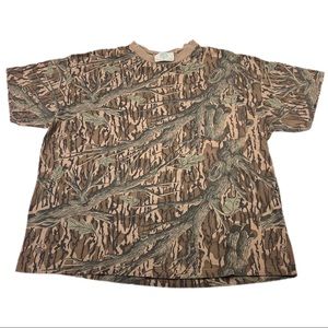 Vtg Mossy Oak Mens 2XL Pocket T Shirt Camo Camouflage Single Stitch 90s